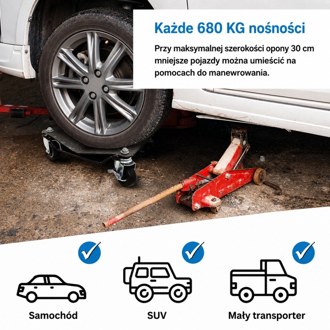 Profesionální manipulační vozíky pod auto 2x 680kg ocel MS19033